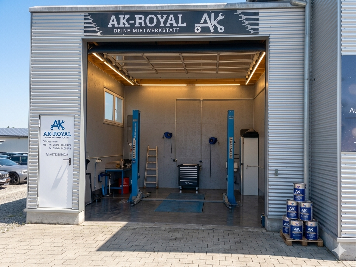Werkstatthalle von AK-Royal mit Hebebühne in Überlingen